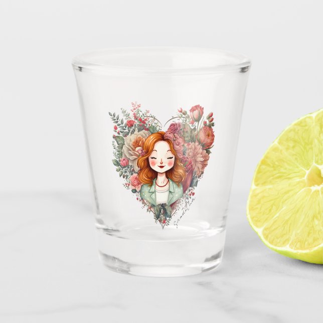 Personalized Floral Pretty Lady Shot Glass (Front)