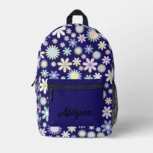 Personalized Floral Printed Backpack (Front)