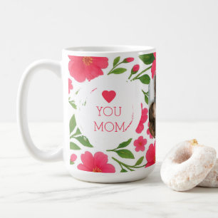 Personalized Floral Red Mug - Love You Mom