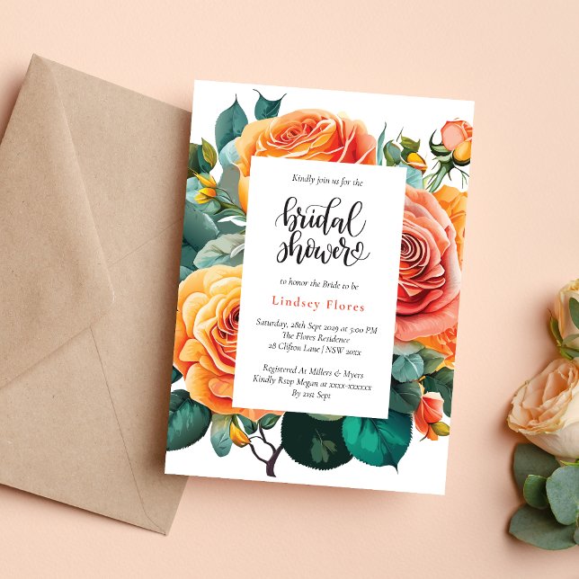Personalized Floral Rose Greenery Bridal Shower  Invitation (Creator Uploaded)