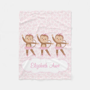 Personalized Floral Safari Ballerina Fleece Blanket