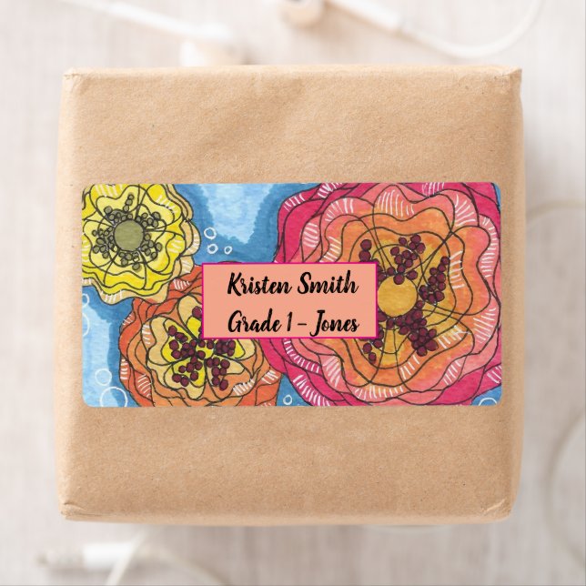 Personalized Floral School Labels (Insitu)