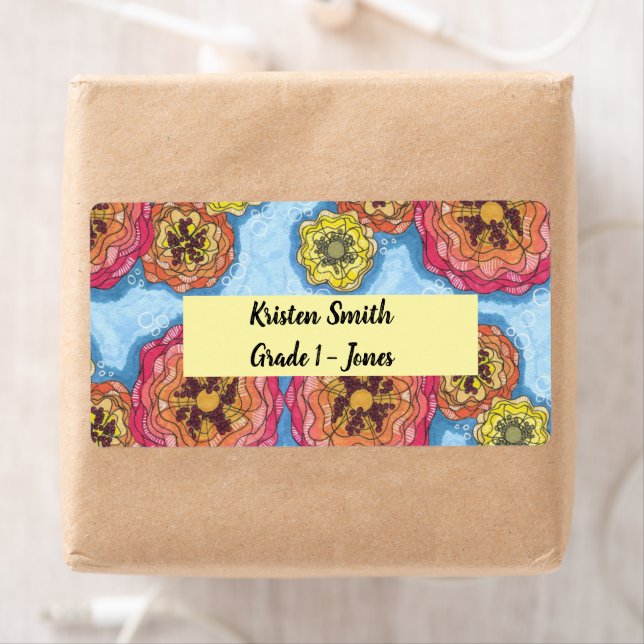 Personalized Floral School Labels (Insitu)