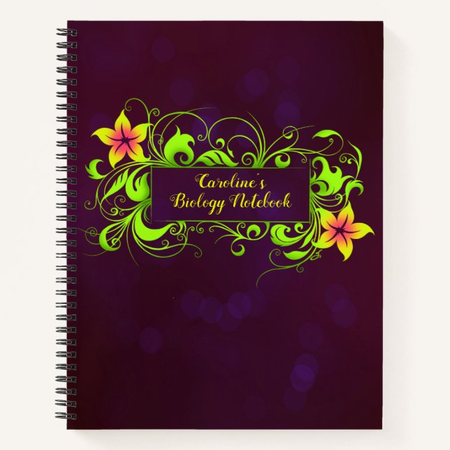 Personalized Floral School Notebook (Front)
