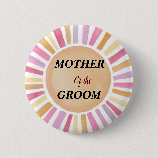 Personalized Floral Shabby Chic Mother of Groom  2 Inch Round Button (Front)