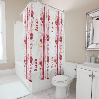 Personalized Floral Shower Curtain with Name