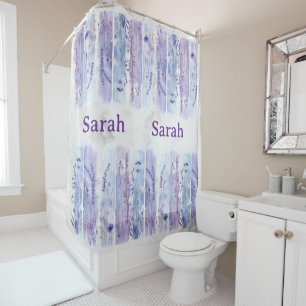 Personalized Floral Shower Curtain with Name
