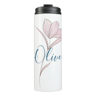 Personalized Floral Sketch Watercolor Elegant Thermal Tumbler