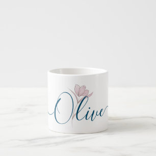 Personalized Floral Sketch Watercolor Espresso Cup