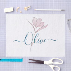 Personalized Floral Sketch Watercolor Tissue Paper