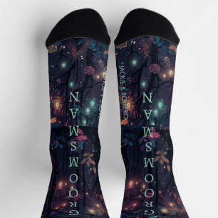 Personalized Floral Spray Fantasy Art Groomsman Socks