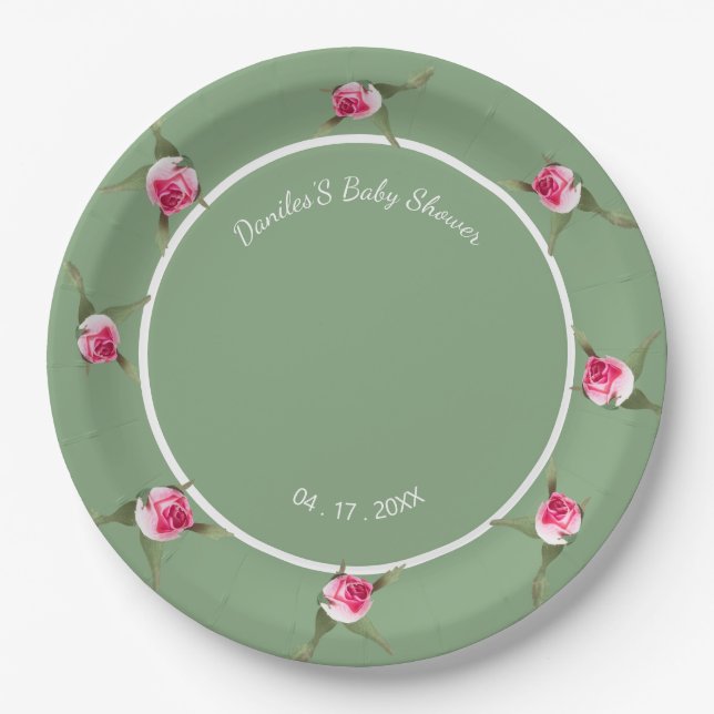 Personalized Floral Spray Paper Plate (Front)