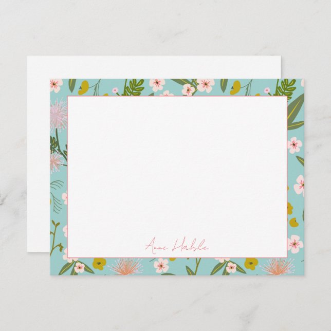 Personalized Floral Stationary Card (Front/Back)