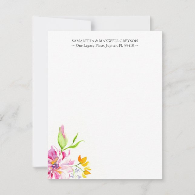 Personalized Floral Stationery Card (Front)