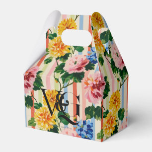 Personalized Floral Stripe Wedding Favor Box