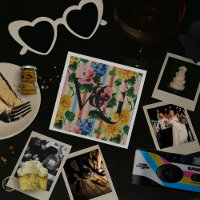 Personalized Floral Stripe Wedding Monogram