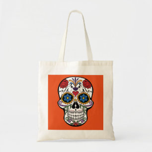 Personalized Floral Sugar Skull Halloween Tote Bag