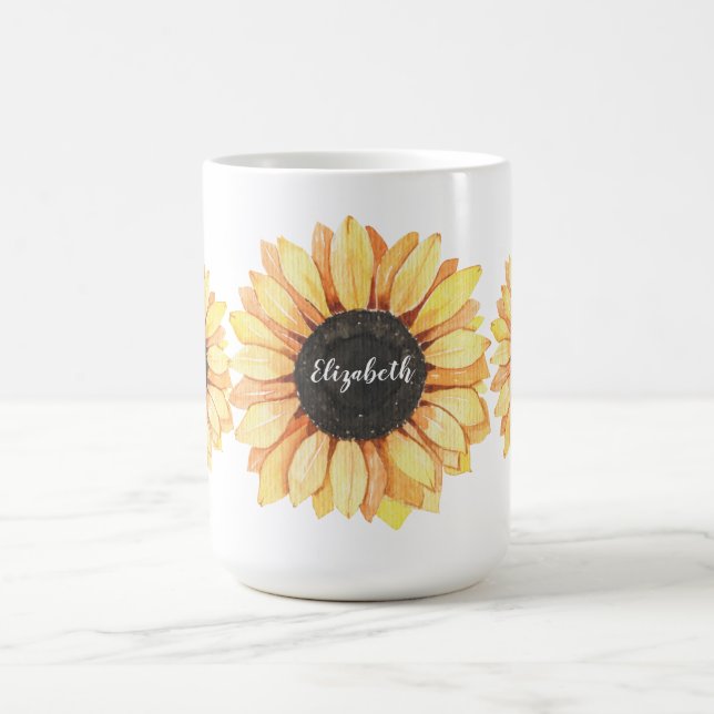 Personalized Floral Sunflower Monogrammed Coffee Mug (Center)