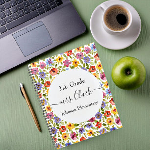 Personalized floral teacher lesson planner
