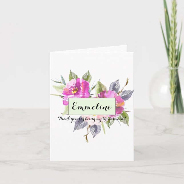 Personalized Floral Thank you bridesmaid (Front)