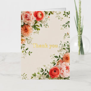 Personalized Floral Thank You Gold Foil Card