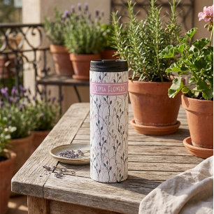Personalized Floral Thermal Tumbler with Name