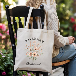 Personalized floral tote bag for bridesmaid gift