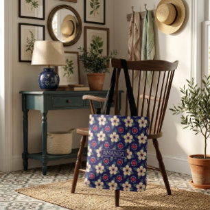Personalized Floral Tote Bag with Name
