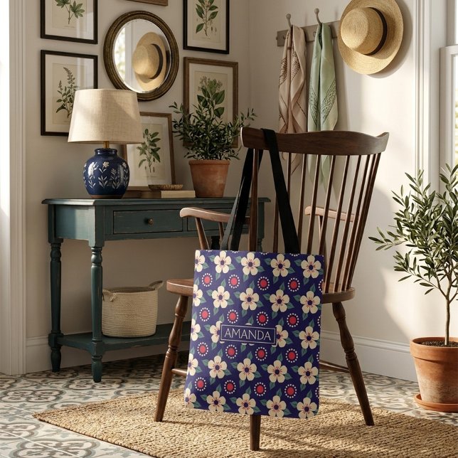 Personalized Floral Tote Bag with Name (Creator Uploaded)