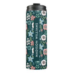 Personalized Floral Travel Mug with Name