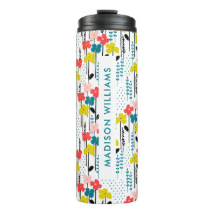 Personalized Floral Travel Mug with Name