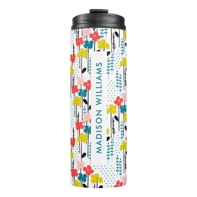 Personalized Floral Travel Mug with Name (Front)