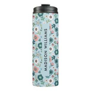 Personalized Floral Travel Mug with Name