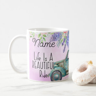Personalized Floral Truck Design Coffee Mug Cup
