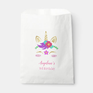 Personalized Floral Unicorn Birthday Favour Bag