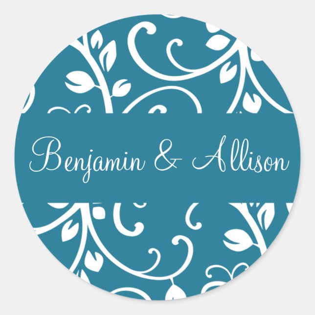 Personalized Floral Vine Envelope Sticker Seal (Front)