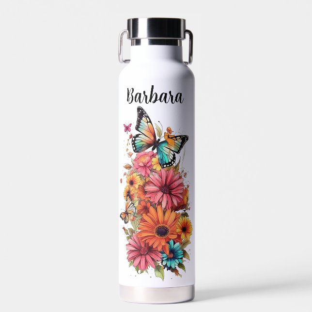 Personalized Floral Water Bottle (Front)