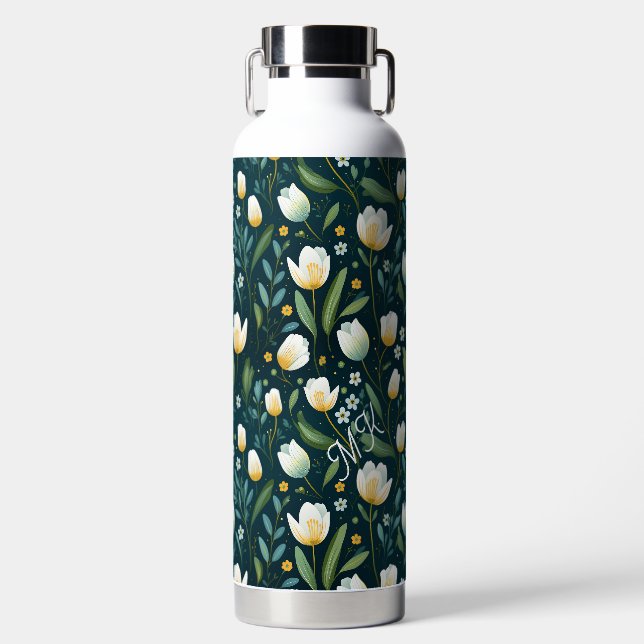 Personalized Floral Water Bottle  (Front)