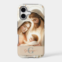 Personalized Floral Watercolor Baby Jesus Nativity