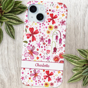 Personalized Floral Watercolor iPhone 15 Case