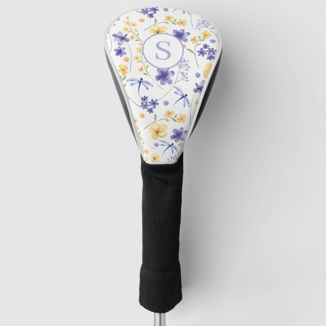 Personalized Floral Watercolor  Golf Head Cover (Front)