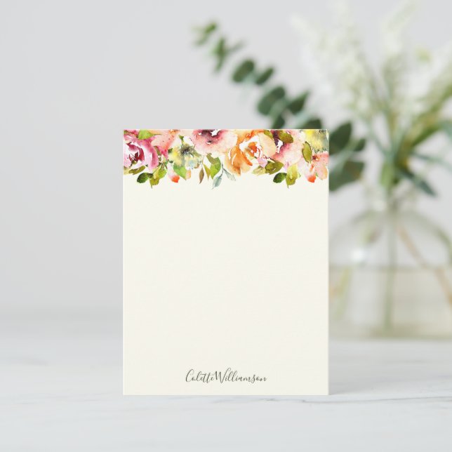 Personalized Floral Watercolor Rustic Country  Card (Standing Front)
