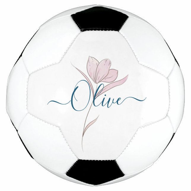 Personalized Floral Watercolor Soccer Ball  (Front)