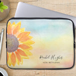 Personalized Floral Watercolor Yoga Instructor Laptop Sleeve<br><div class="desc">This unique Lap Top Sleeve is decorated with a yellow sunflower on a watercolor background. Personalize it with your name and profession. To edit further click the "customize further" link and use the design tool to change text style, colours and size. Because we create our own artwork you won't find...</div>