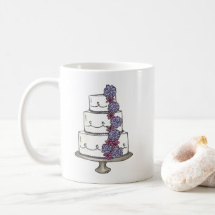 Personalized Floral Wedding Cake Bridal Shower Coffee Mug