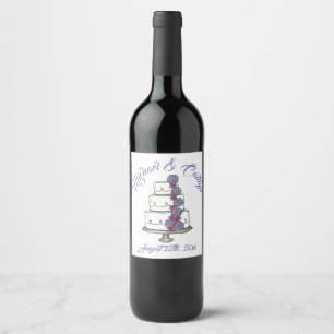 Personalized Floral Wedding Cake Engagement Shower Wine Label