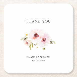 Personalized Floral Wedding Paper Coaster Favour