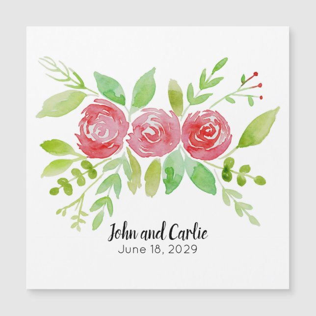 Personalized Floral Wedding Party Favour Magnet (Front)