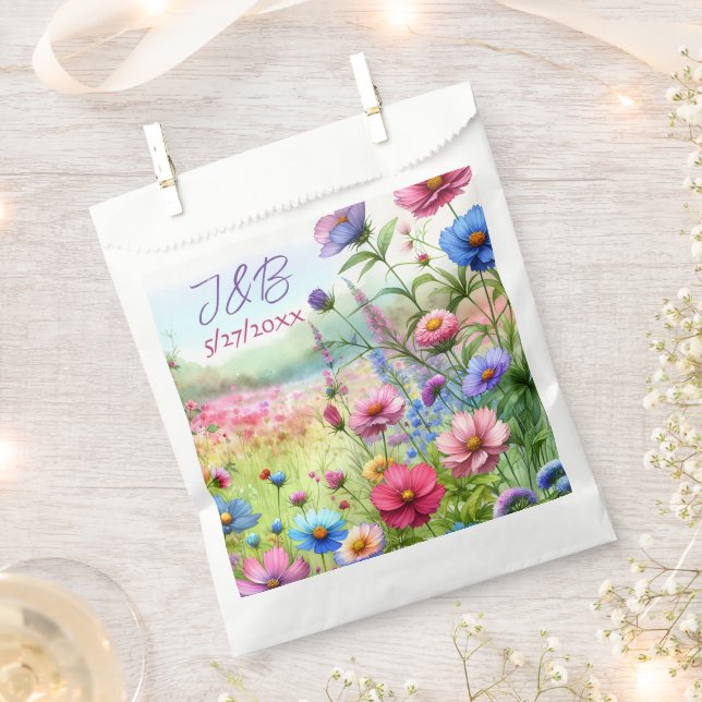 Personalized Floral Wedding Personalized Favour Bag (Clipped)