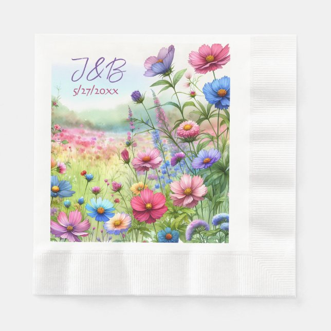 Personalized Floral Wedding Personalized Napkin (Front)